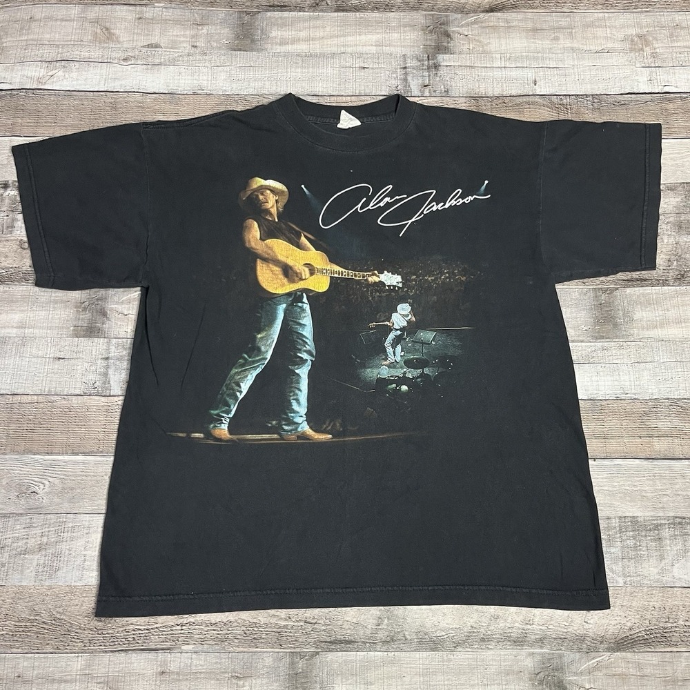 Alan Jackson Shirt Size Large Black Vintage 90s Cronies Country Band Tee